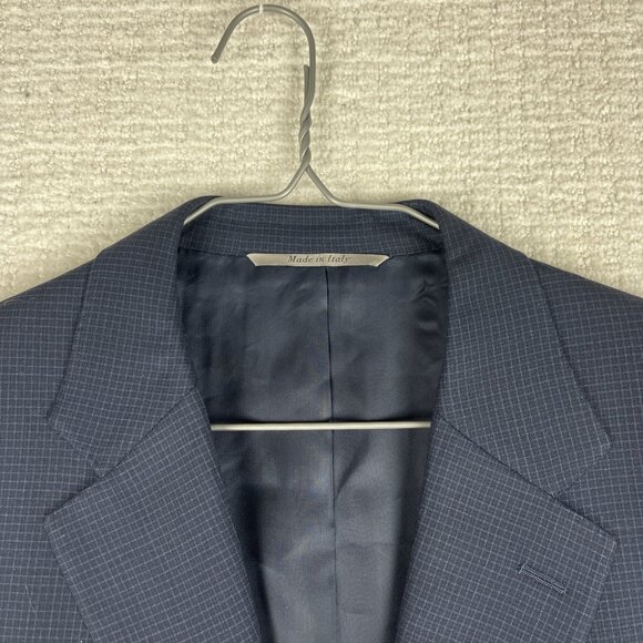 Canali Italy Blazer 40R Plaid Navy Blue Wool Sport Coat Jacket Henri Vezina - Picture 7 of 16